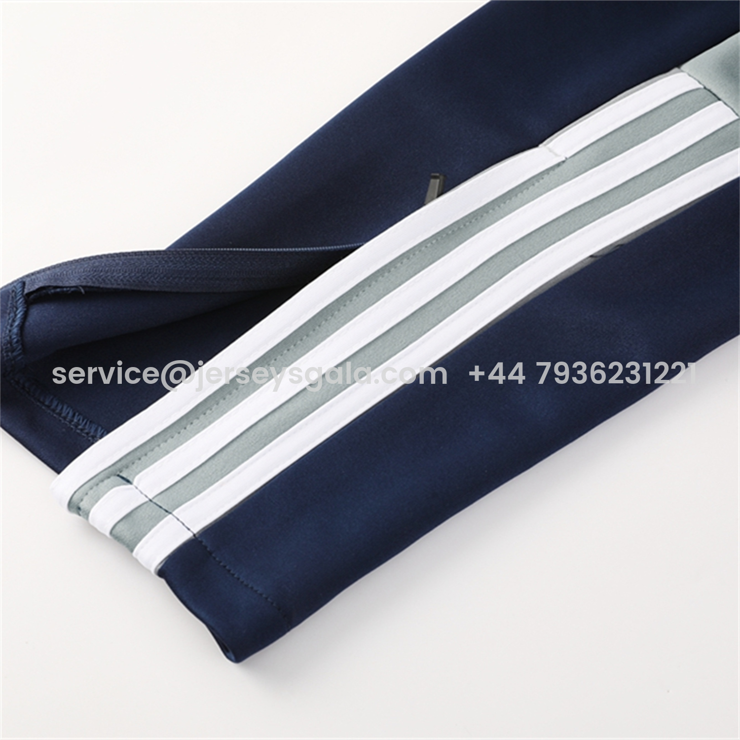 JerseysGala.com | Real Madrid 25-26 Jacket Training Tracksuit - Blue Grey Jackets & Pants -Customize Name, Number and Patch | Worldwide Shipping