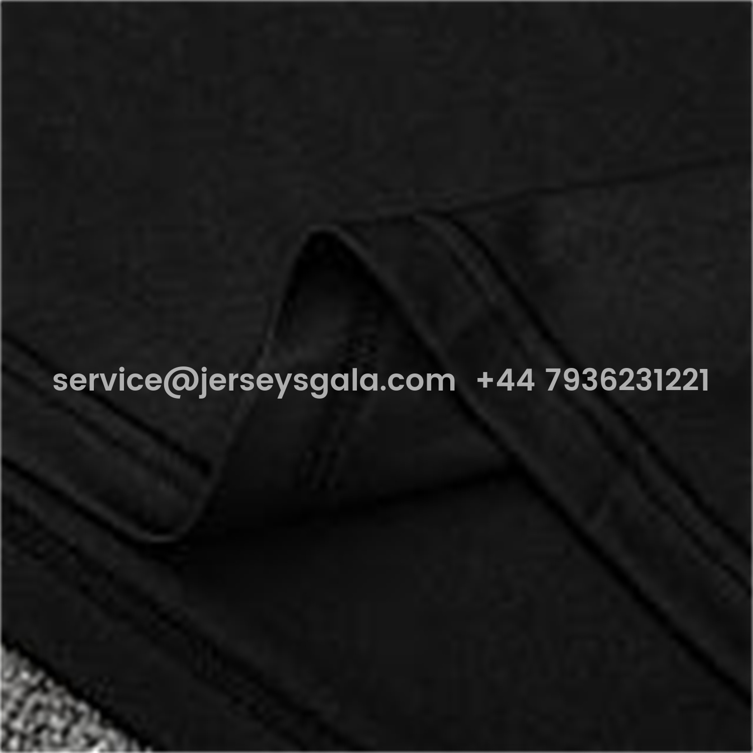 JerseysGala.com | Real Madrid 25-26 Short-Sleeve Training Set - Light Grey Stripes Black Top & Black Shorts -Customize Name, Number and Patch | Worldwide Shipping