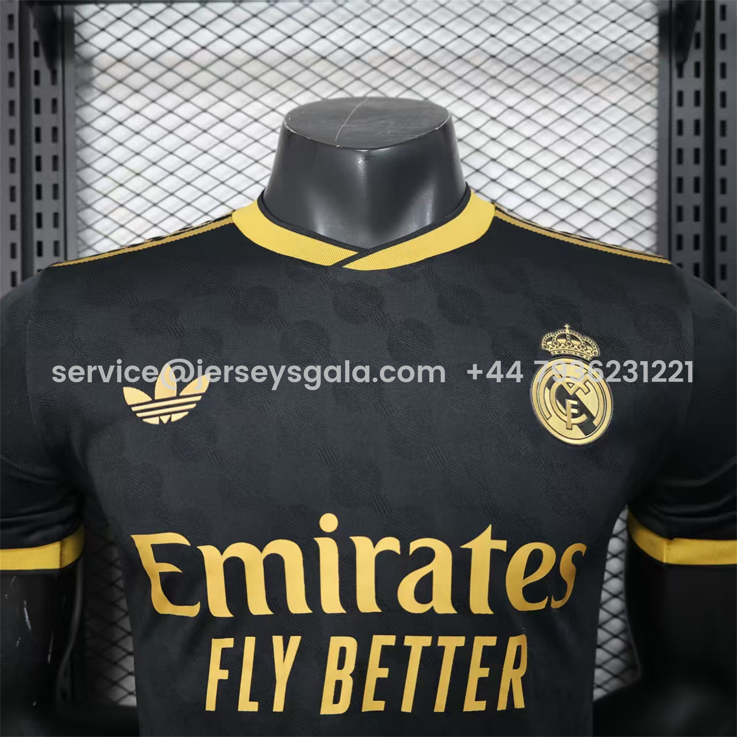 JerseysGala.com | Real Madrid 25-26 Polka Dots Black And Gold Jersey - Player Version -Customize Name, Number and Patch | Worldwide Shipping