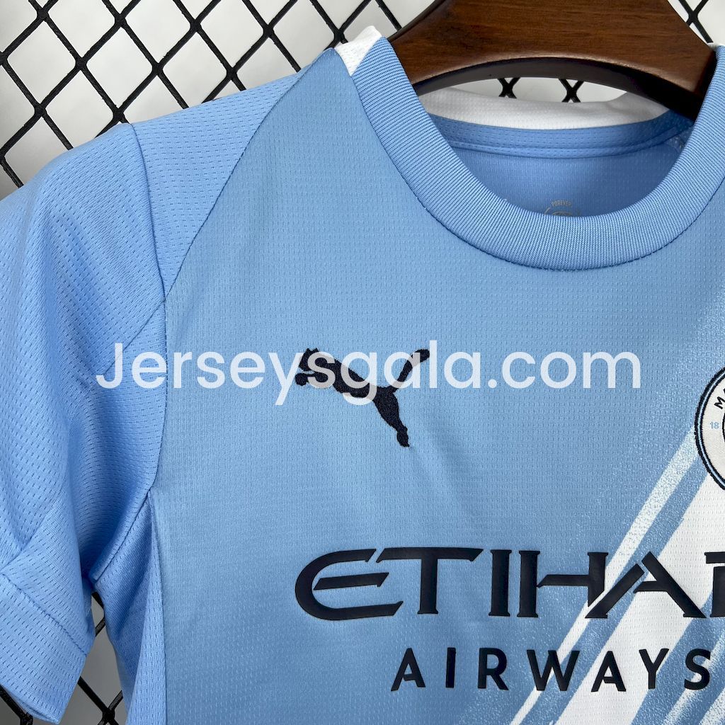 JerseysGala.com | Manchester City 25-26 Home Kids Kit -Customize Name, Number and Patch | Worldwide Shipping