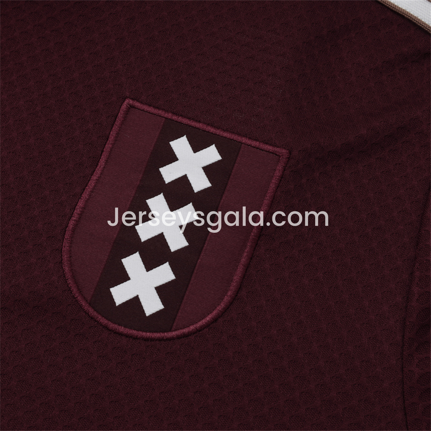 JerseysGala.com | Ajax 25-26 Throwback Trefoil Short-Sleeve Training Set - Deep Red -Customize Name, Number and Patch | Worldwide Shipping