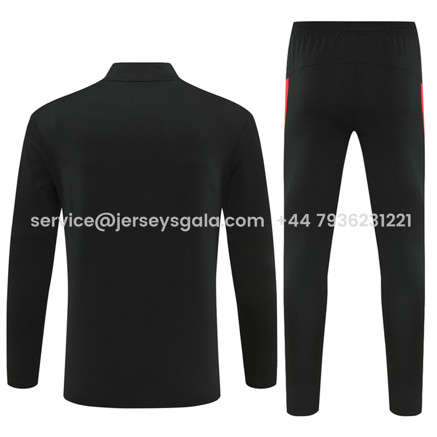 JerseysGala.com | Portugal 25-26 Kids Long Sleeve Training Set - Black Top & Black Pants -Customize Name, Number and Patch | Worldwide Shipping