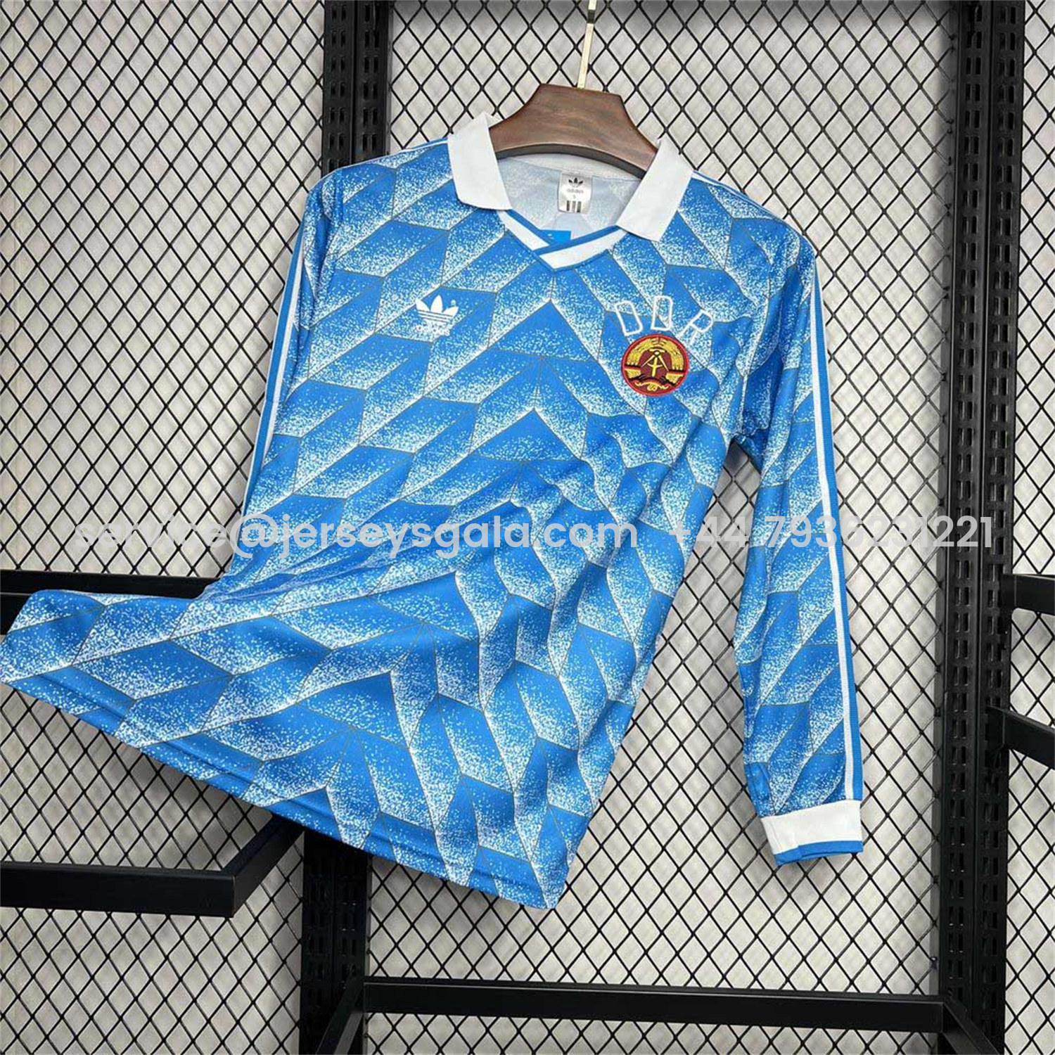 JerseysGala.com | Retro East Germany 1988 Away Long Sleeves Jersey -Customize Name, Number and Patch | Worldwide Shipping