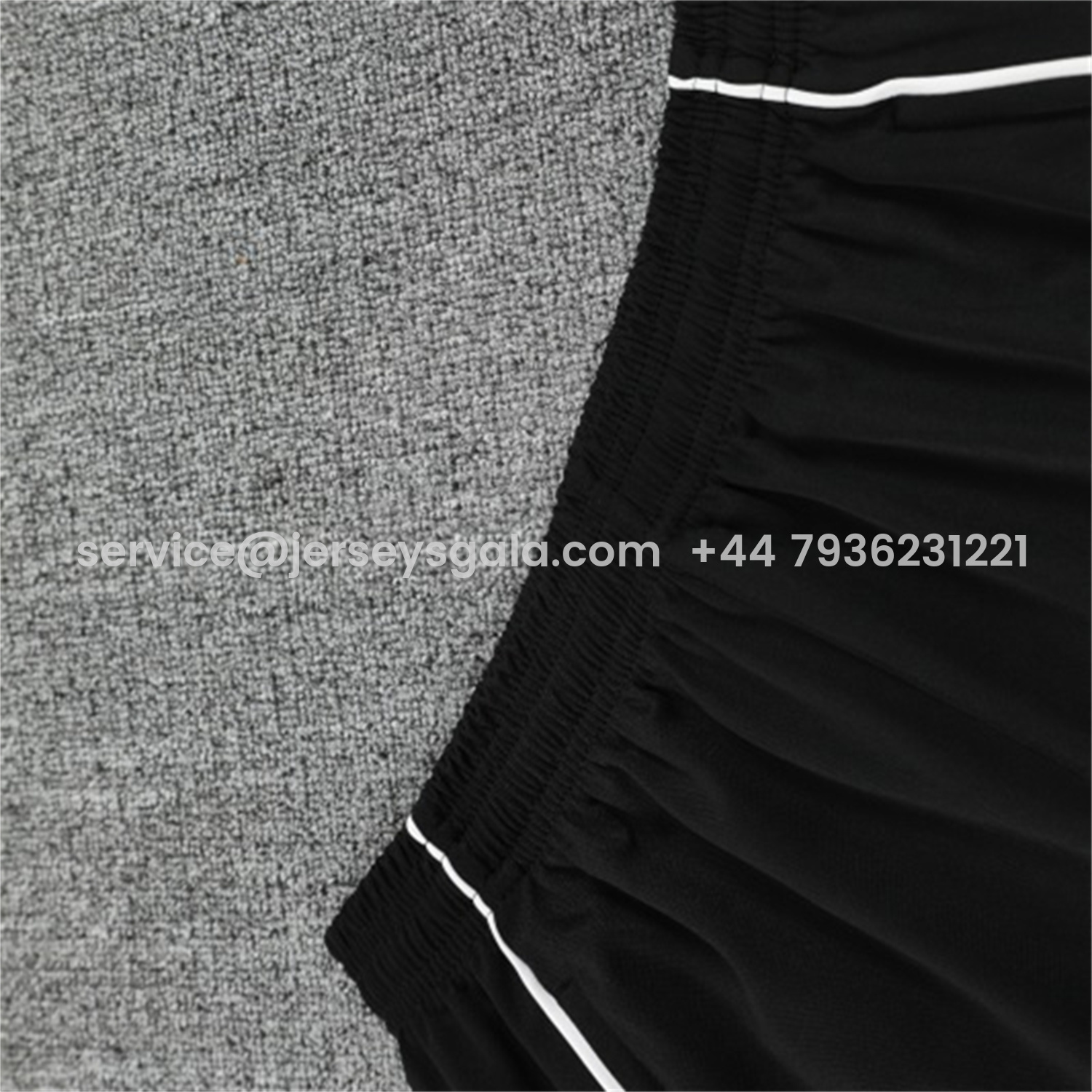 JerseysGala.com | Real Madrid 25-26 Short-Sleeve Training Set - Grey And White Top & Black Shorts -Customize Name, Number and Patch | Worldwide Shipping