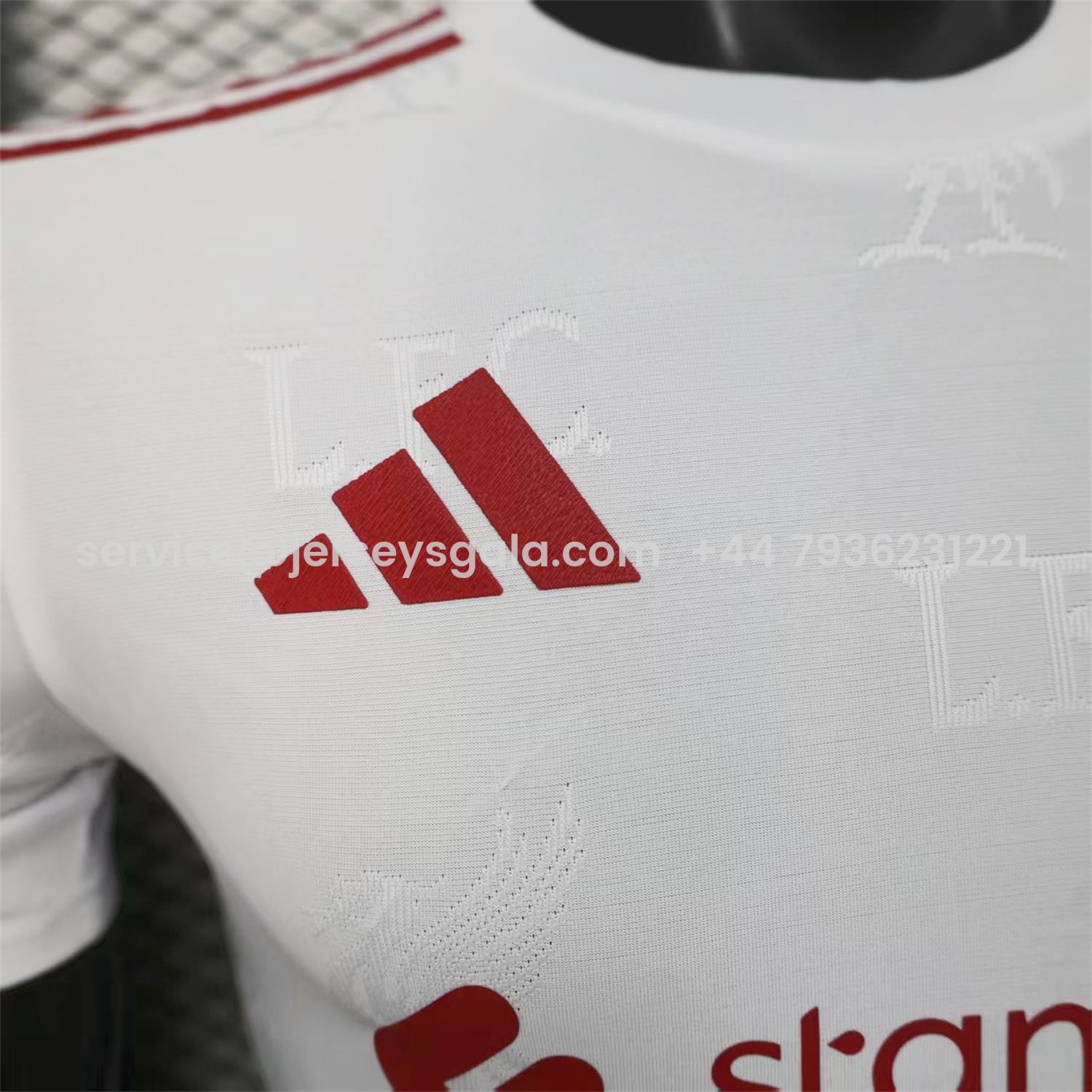 JerseysGala.com | Liver.pool 25-26 Red Team Logo Jacquard White Special Jersey - Player Version -Customize Name, Number and Patch | Worldwide Shipping