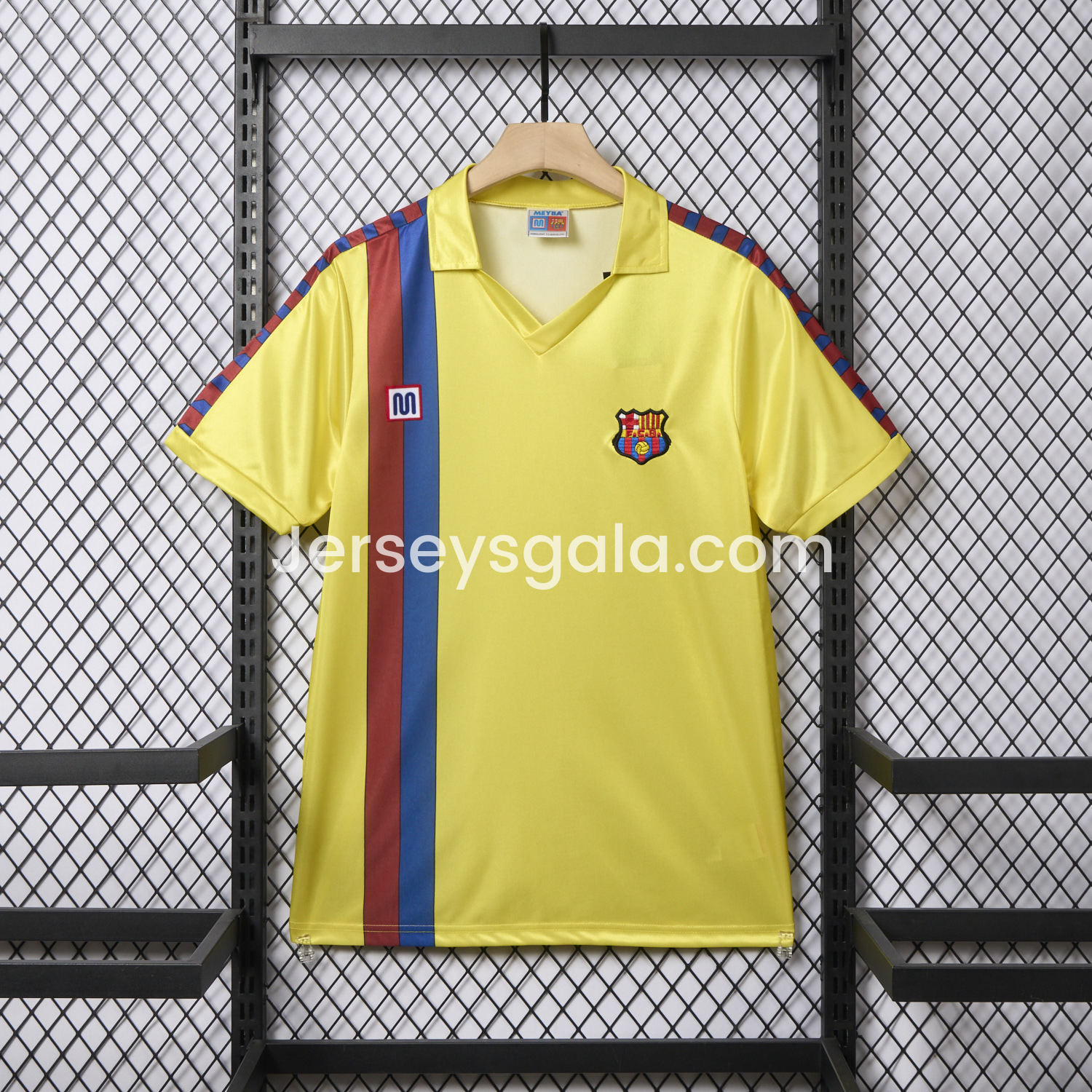 JerseysGala.com | Retro Barcelona 1982-84 Away Yellow Jersey -Customize Name, Number and Patch | Worldwide Shipping