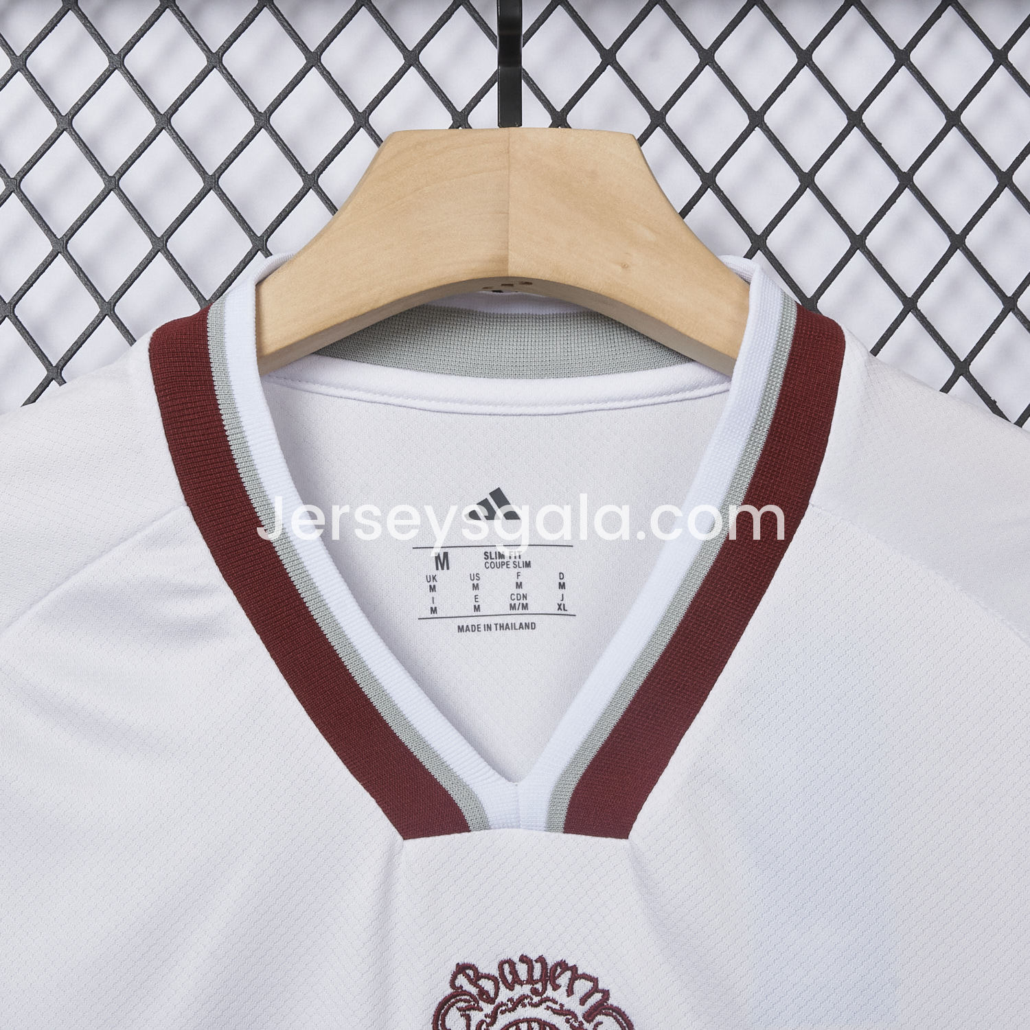 JerseysGala.com | Bayern Munich 25-26 Throwback Trefoil Red Stripe White Special Jersey - Fans Version -Customize Name, Number and Patch | Worldwide Shipping
