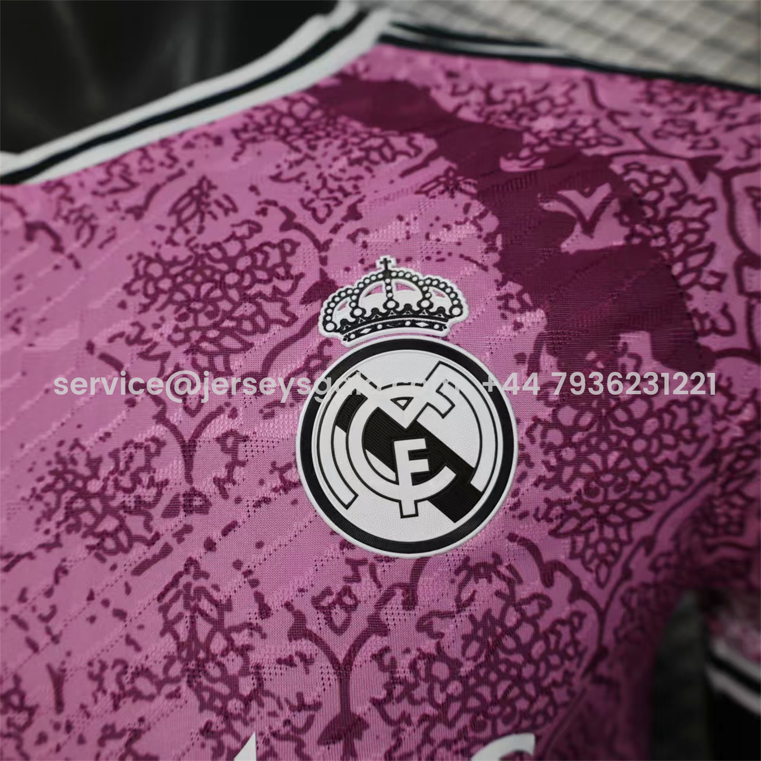 JerseysGala.com | Real Madrid 25-26 Pink With Purple Texture Special Jersey - Player Version -Customize Name, Number and Patch | Worldwide Shipping