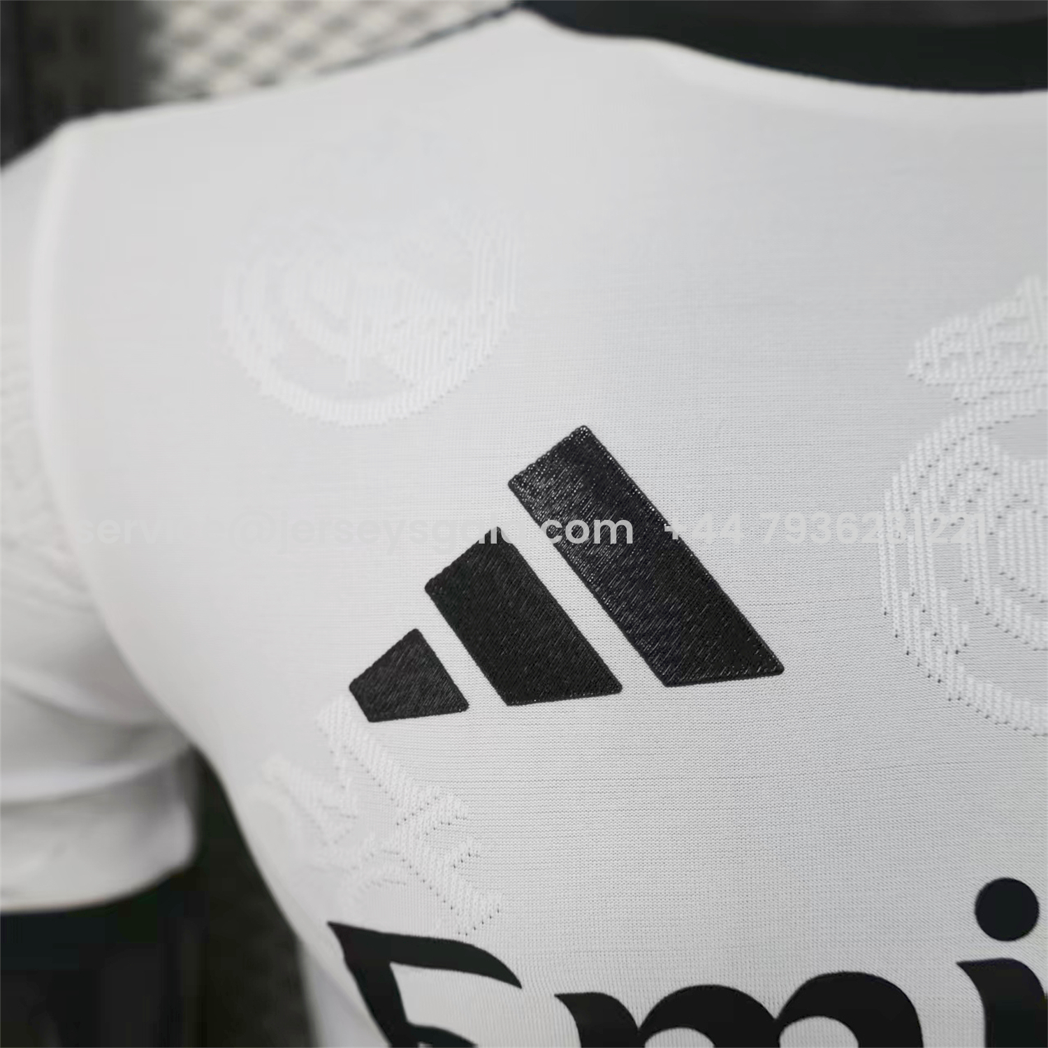 JerseysGala.com | Real Madrid 25-26 White Team Logo Jacquard Special Jersey - Player Version -Customize Name, Number and Patch | Worldwide Shipping
