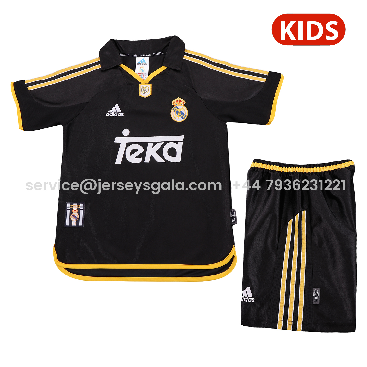 JerseysGala.com | Retro Real Madrid 1999-01 Away Kids Kit -Customize Name, Number and Patch | Worldwide Shipping