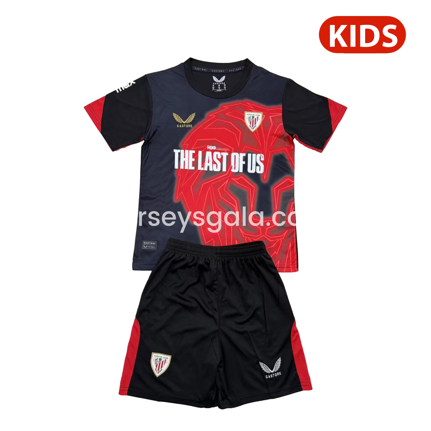 JerseysGala.com | Athletic Bilbao 24-25 Pre-match The Last of Us Special Kids Kit -Customize Name, Number and Patch | Worldwide Shipping