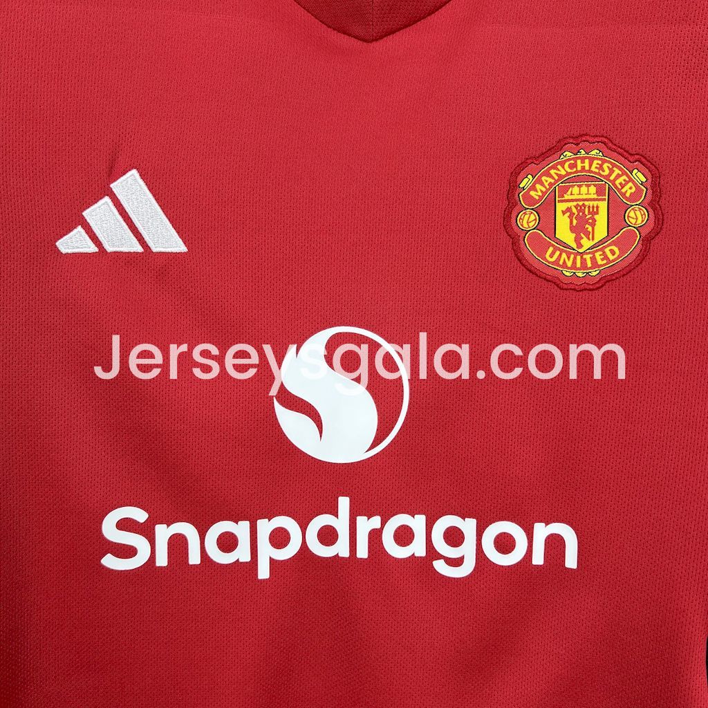 JerseysGala.com | Manchester United 25-26 Home Kids Kit -Customize Name, Number and Patch | Worldwide Shipping