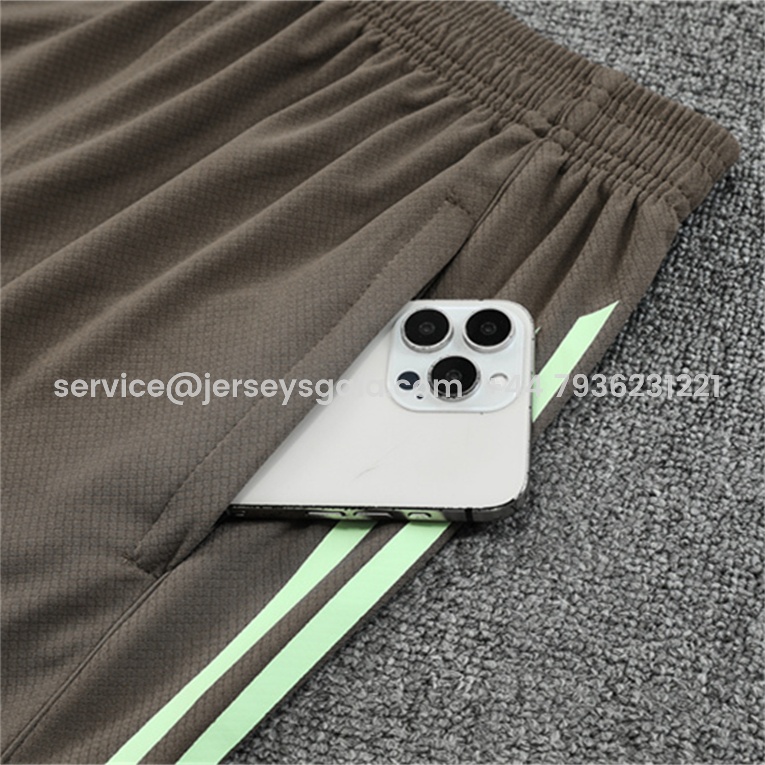 JerseysGala.com | Real Madrid 25-26 Kids Short-Sleeve Training Set - Light Green Top and Dark Khaki Shorts -Customize Name, Number and Patch | Worldwide Shipping
