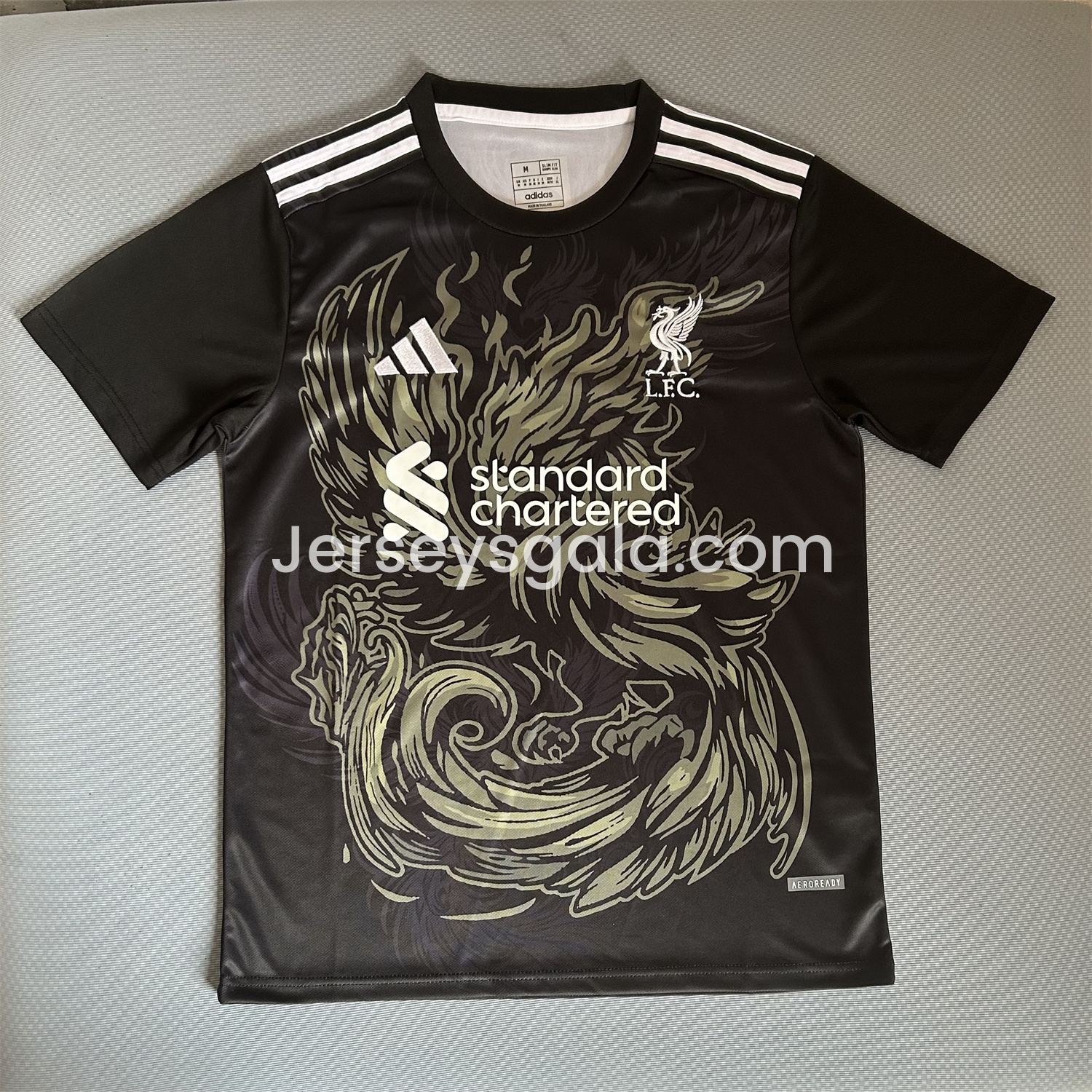 JerseysGala.com | Liver.pool 25-26 Gray Green Liver.pool Bird Black Jersey - Fans Version -Customize Name, Number and Patch | Worldwide Shipping