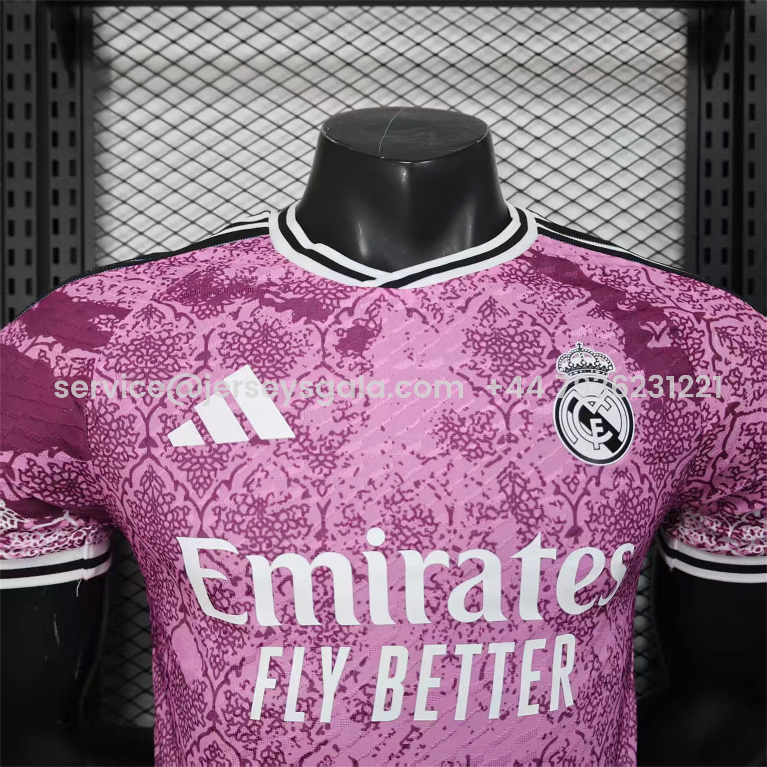 JerseysGala.com | Real Madrid 25-26 Pink With Purple Texture Special Jersey - Player Version -Customize Name, Number and Patch | Worldwide Shipping