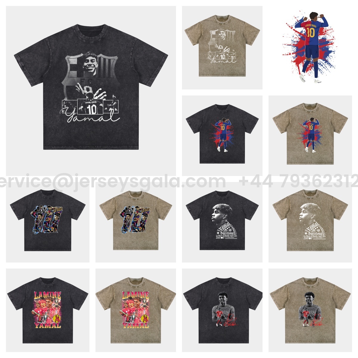 JerseysGala.com | LAMINE YAMAL - Barcelona No. 10 Legend Continues 2025 Oversized Washed T-Shirt -Customize Name, Number and Patch | Worldwide Shipping