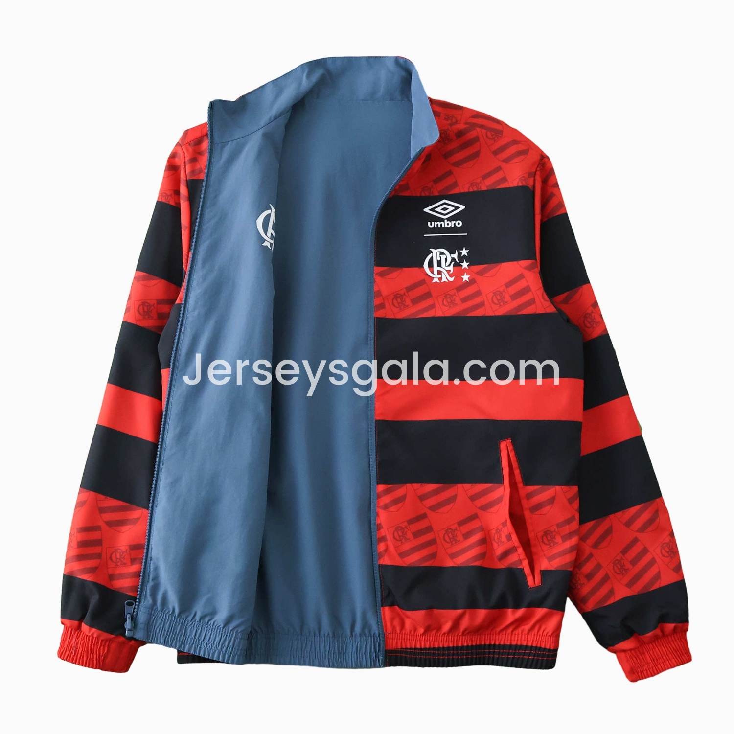 JerseysGala.com | Flamengo 24-25 Double Sided Reversible Windbreaker - Red & Blue -Customize Name, Number and Patch | Worldwide Shipping
