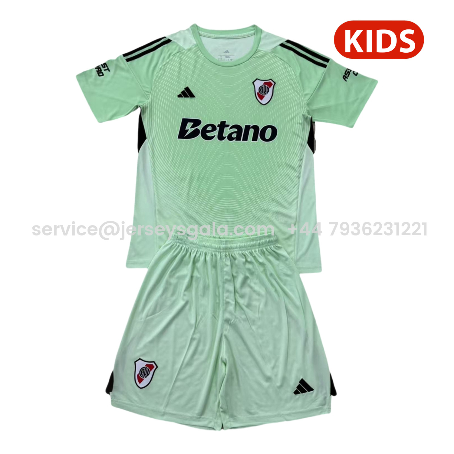 JerseysGala.com | River Plate 25-26 Green Goalkeeper Kids Kit -Customize Name, Number and Patch | Worldwide Shipping