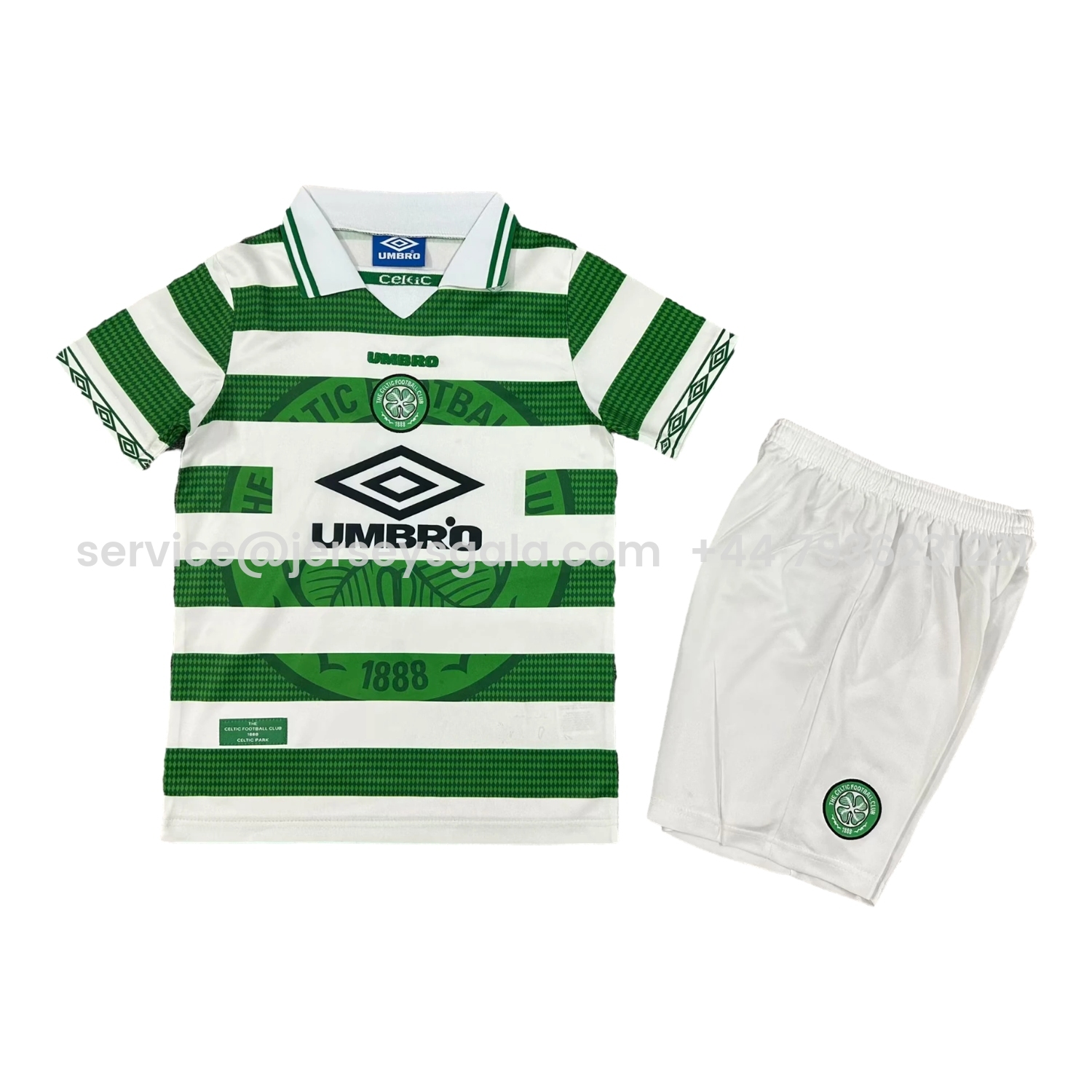 JerseysGala.com | Retro Celtic 1997-99 Home Kids Kit -Customize Name, Number and Patch | Worldwide Shipping
