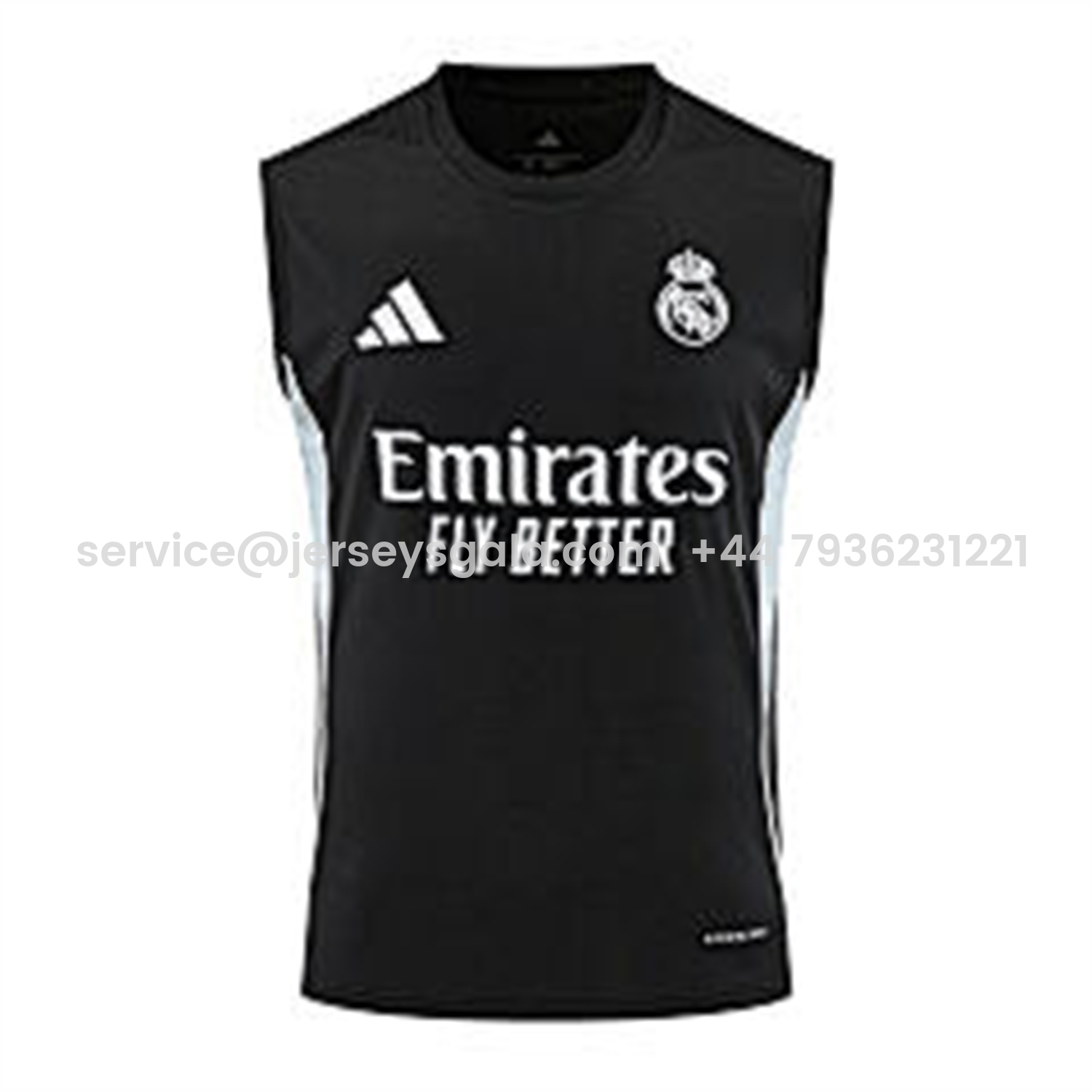 JerseysGala.com | Real Madrid 25-26 Vest Training Set - Black And Light Grey Vest & Black Shorts -Customize Name, Number and Patch | Worldwide Shipping