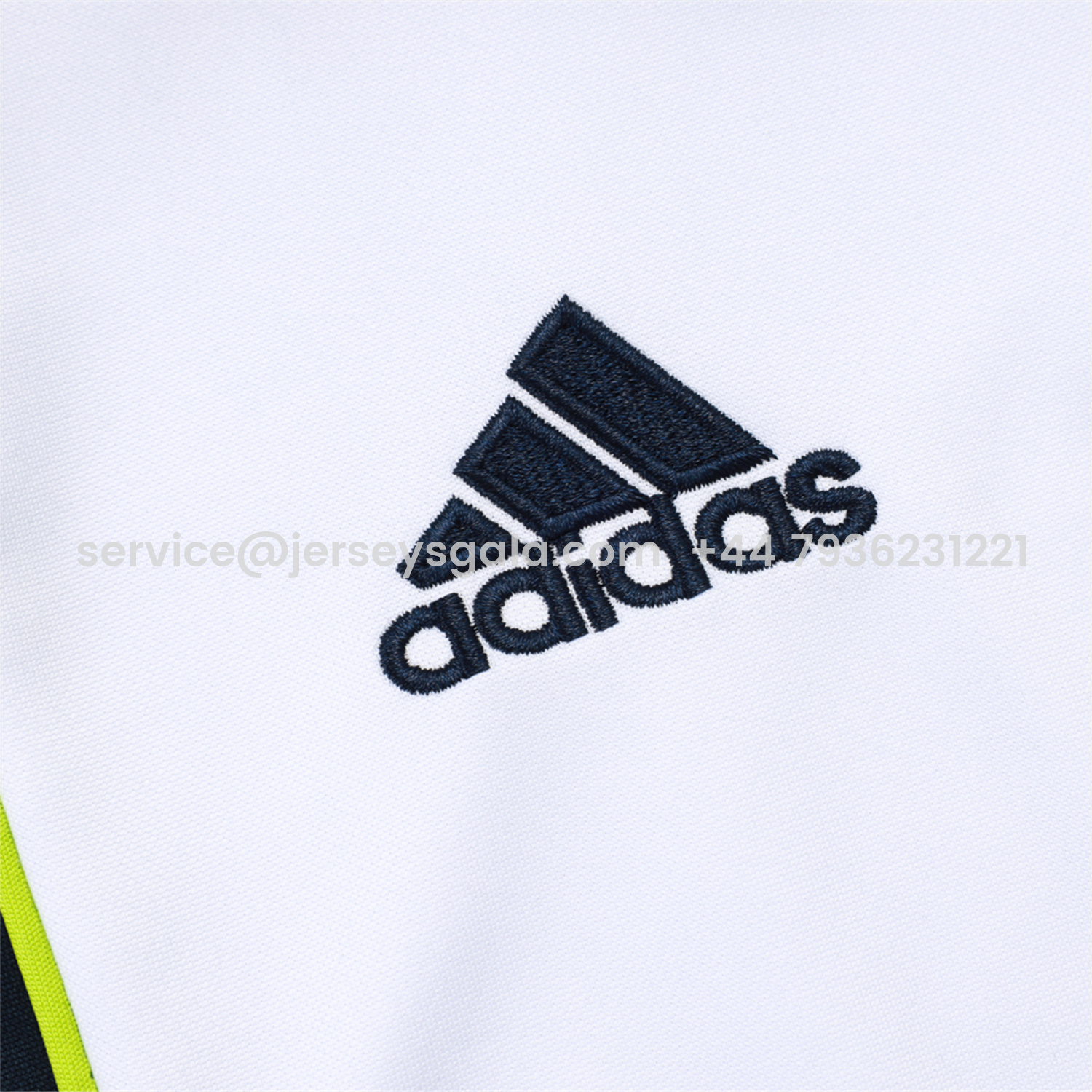 JerseysGala.com | Real Madrid 25-26 Long Sleeve Training Set - White Urban Purist Style and Deep Blue Pants -Customize Name, Number and Patch | Worldwide Shipping