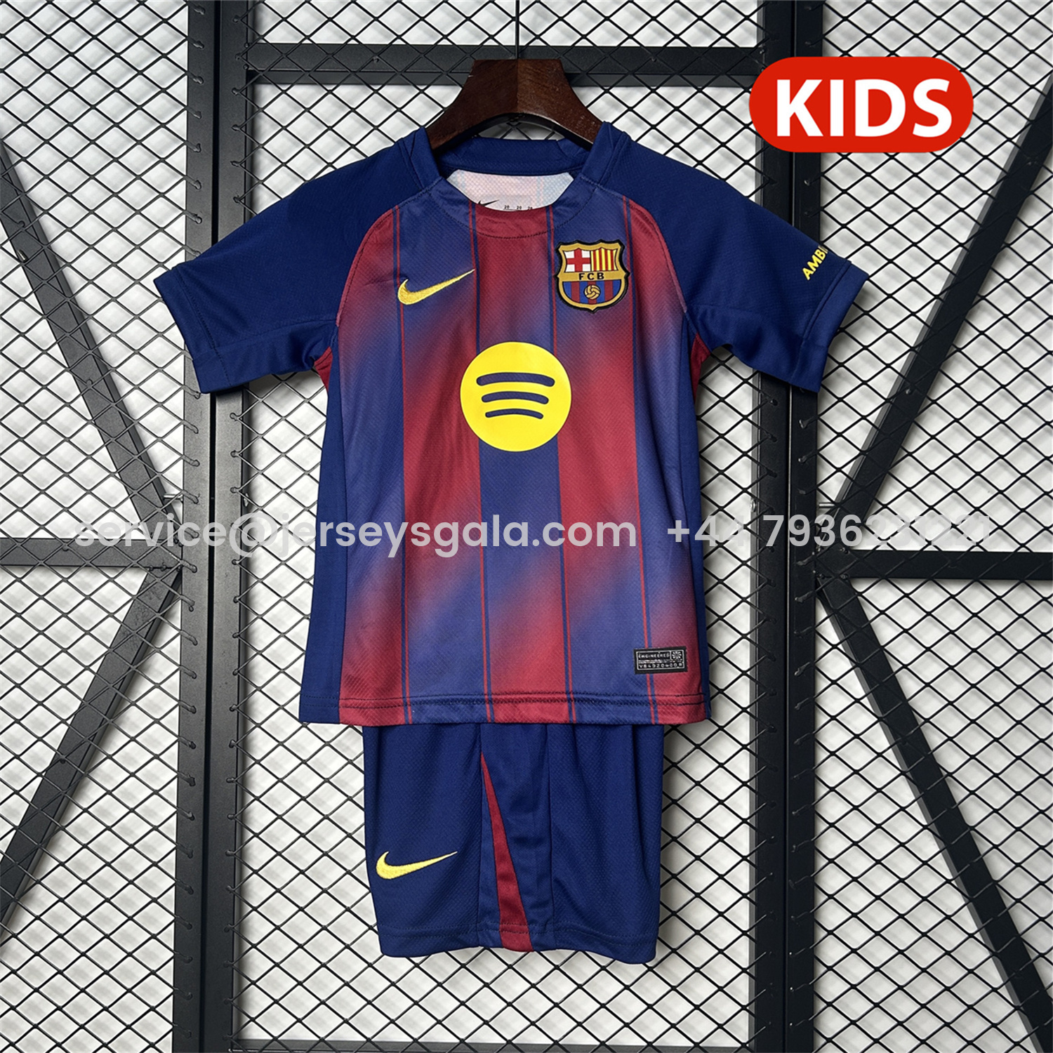 JerseysGala.com | Barcelona 25-26 Home Kids Kit - Fans Version -Customize Name, Number and Patch | Worldwide Shipping