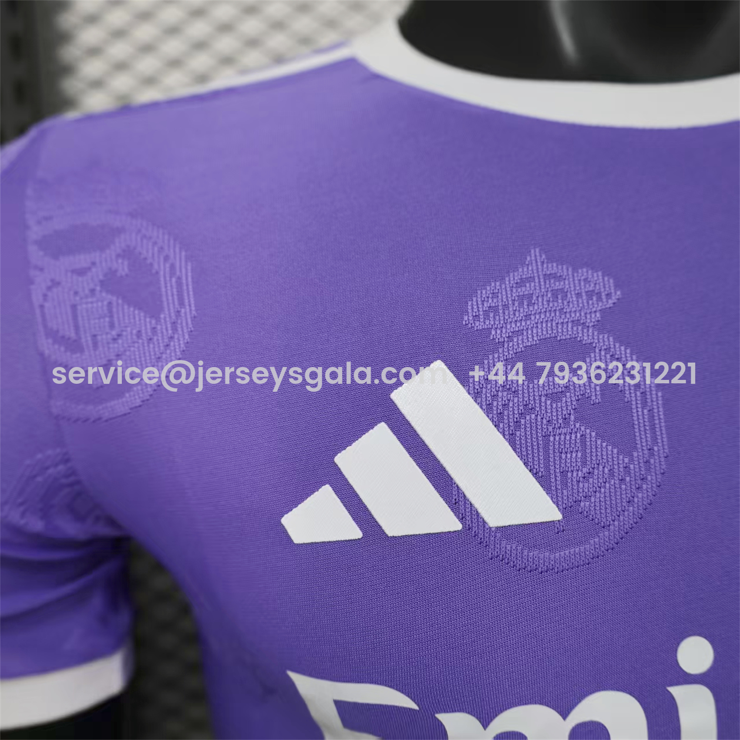 JerseysGala.com | Real Madrid 25-26 Purple Team Logo Jacquard Special Jersey - Player Version -Customize Name, Number and Patch | Worldwide Shipping