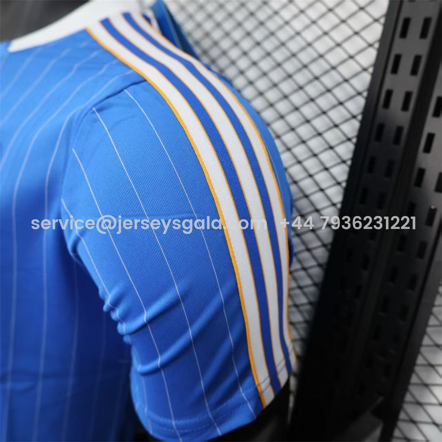 JerseysGala.com | Real Madrid 25-26 Trefoil White Lines Blue Travel Jersey - Player Version -Customize Name, Number and Patch | Worldwide Shipping