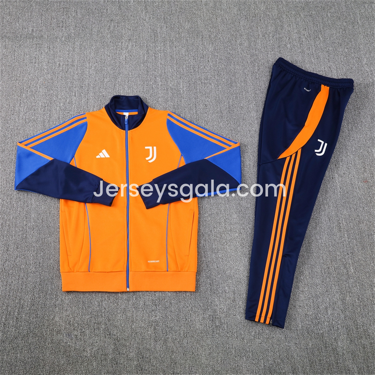 JerseysGala.com | Juventus 24-25 Jacket Training Tracksuit - Orange Jackets & Blue Pants -Customize Name, Number and Patch | Worldwide Shipping