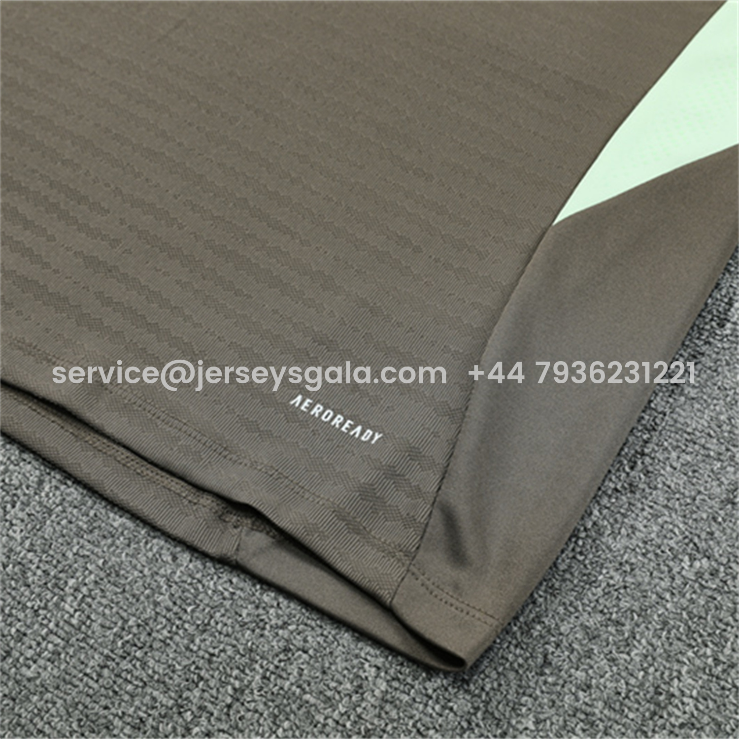 JerseysGala.com | Real Madrid 25-26 Long Sleeve Training Set - Player Version - Khaki Top and Khaki Pants -Customize Name, Number and Patch | Worldwide Shipping