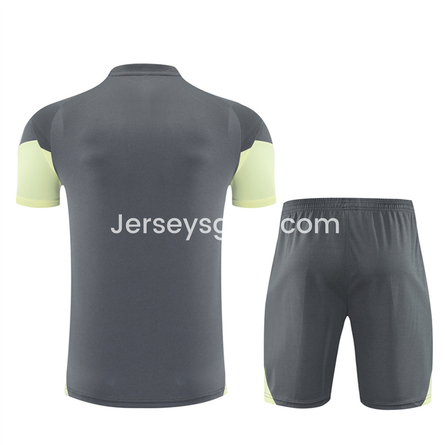 JerseysGala.com | Real Madrid 25-26 Short-Sleeve Training Set - Deep Grey Top and Shorts -Customize Name, Number and Patch | Worldwide Shipping
