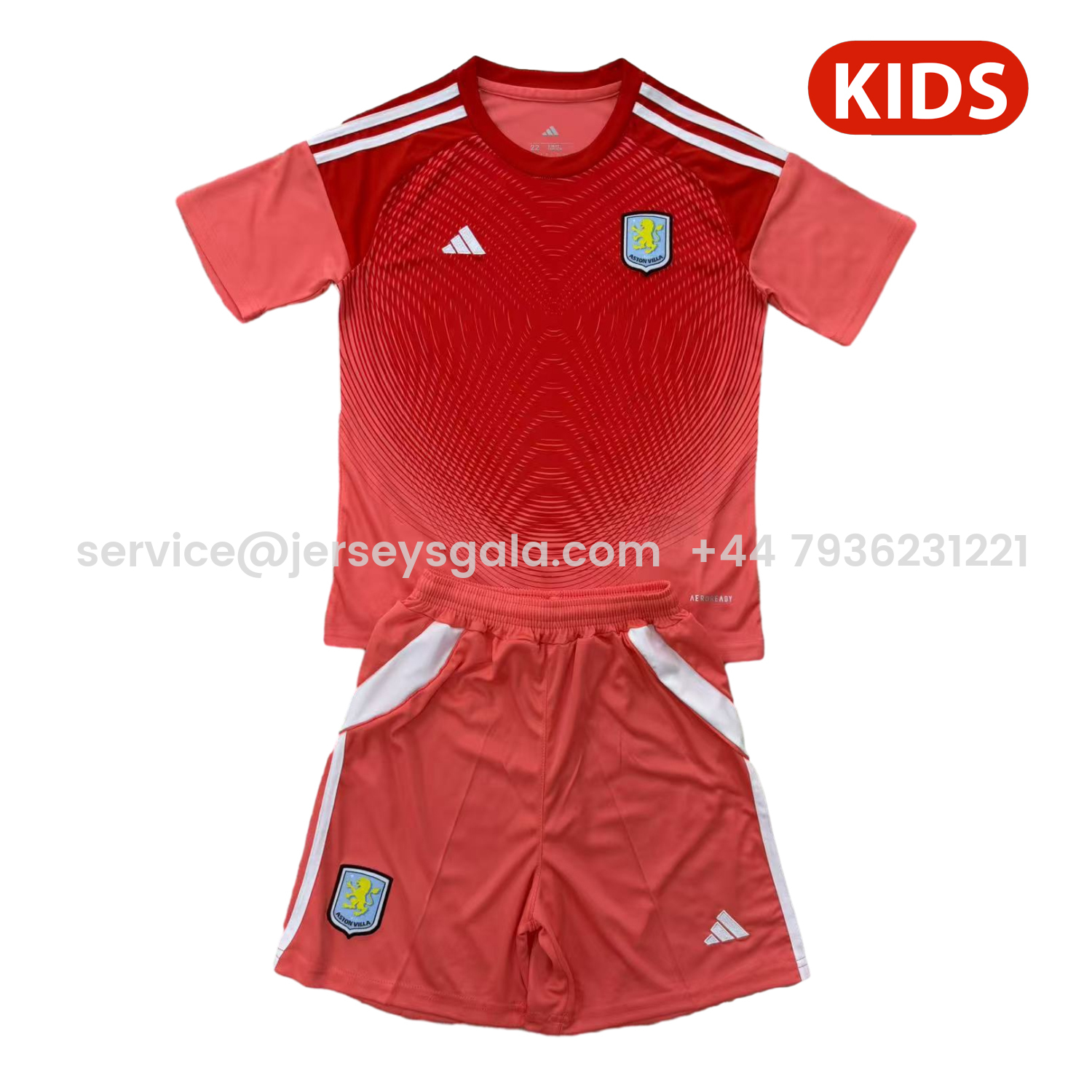 JerseysGala.com | Aston Villa 25-26 Red Goalkeeper Kids Kit -Customize Name, Number and Patch | Worldwide Shipping