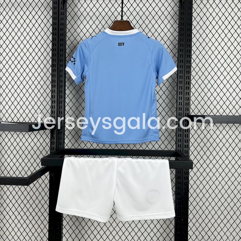 JerseysGala.com | Manchester City 25-26 Home Kids Kit -Customize Name, Number and Patch | Worldwide Shipping