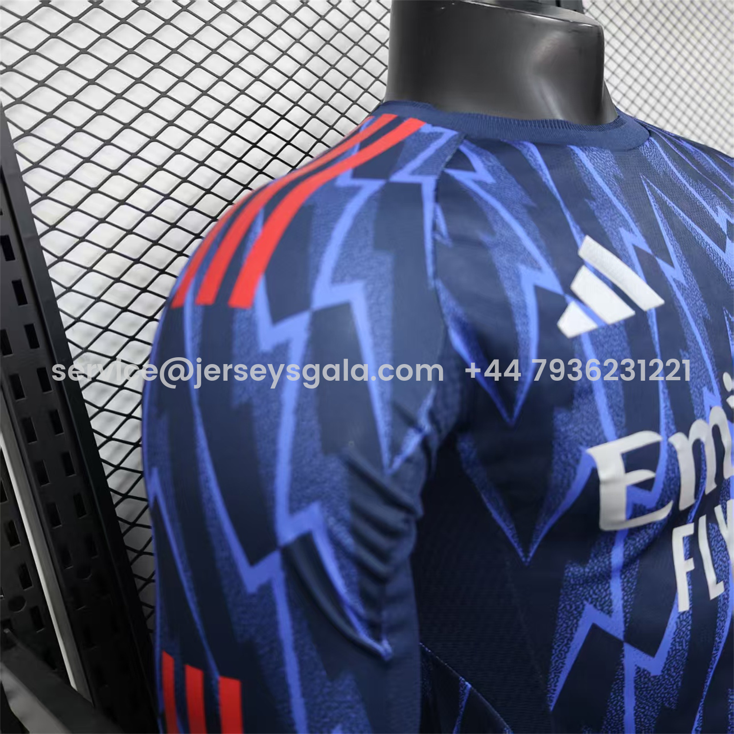 JerseysGala.com | Arsenal 25-26 Away Long Blue Jersey - Player Version -Customize Name, Number and Patch | Worldwide Shipping