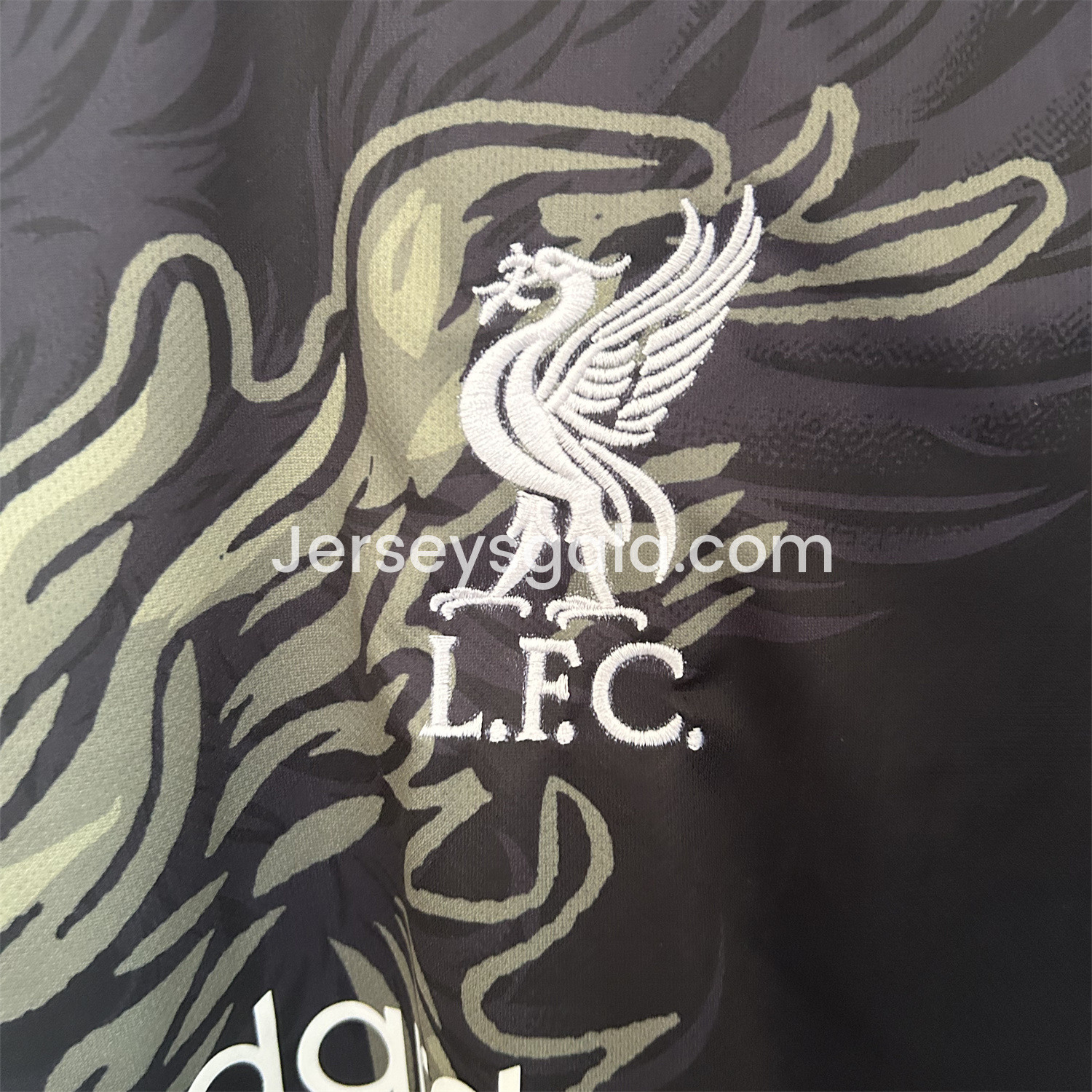 JerseysGala.com | Liver.pool 25-26 Gray Green Liver.pool Bird Black Jersey - Fans Version -Customize Name, Number and Patch | Worldwide Shipping