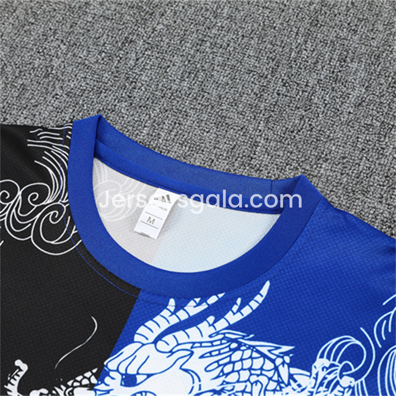 JerseysGala.com | Real Madrid 25-26 Kid Short-Sleeve Training Set - Blue Black Dragon Top & Black Shorts -Customize Name, Number and Patch | Worldwide Shipping