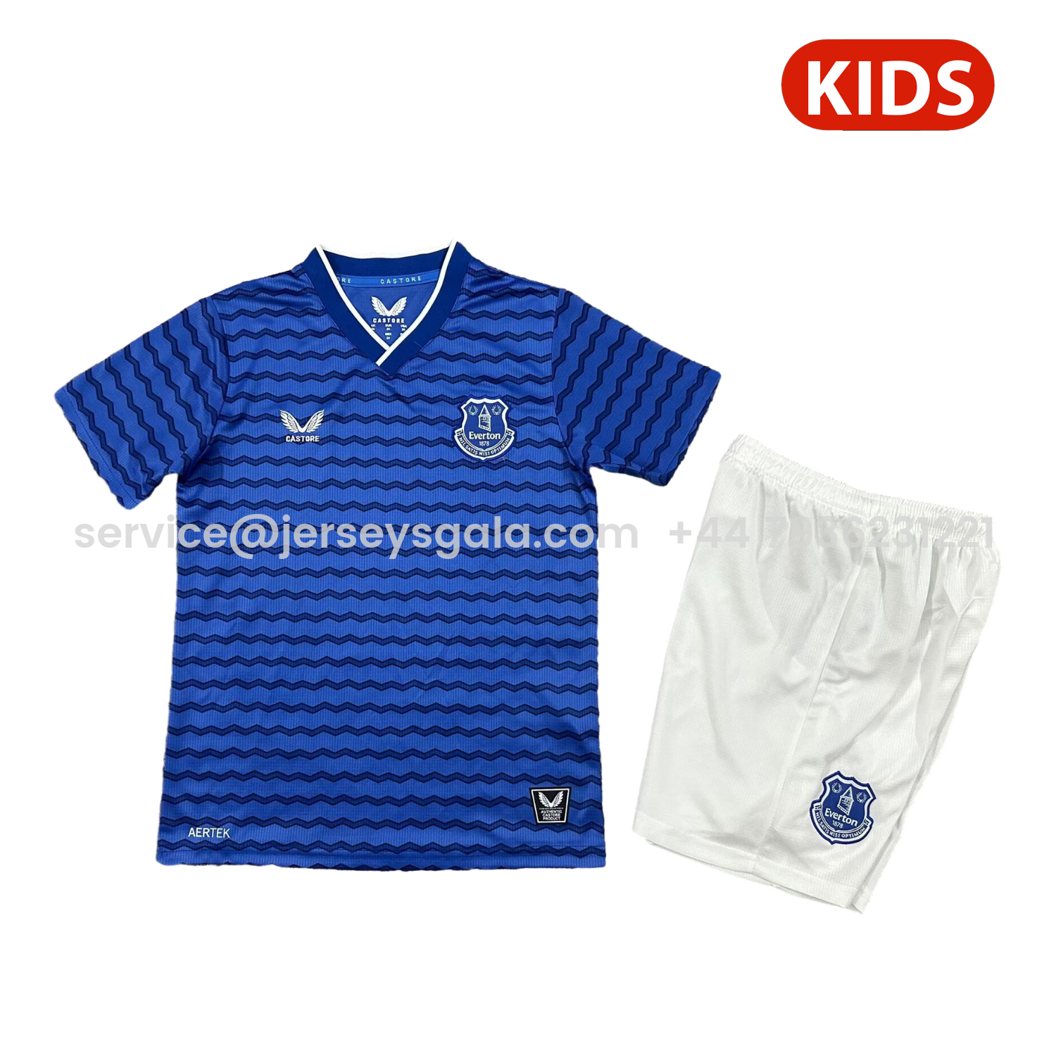 JerseysGala.com | Everton 25-26 Home Kids Kit -Customize Name, Number and Patch | Worldwide Shipping