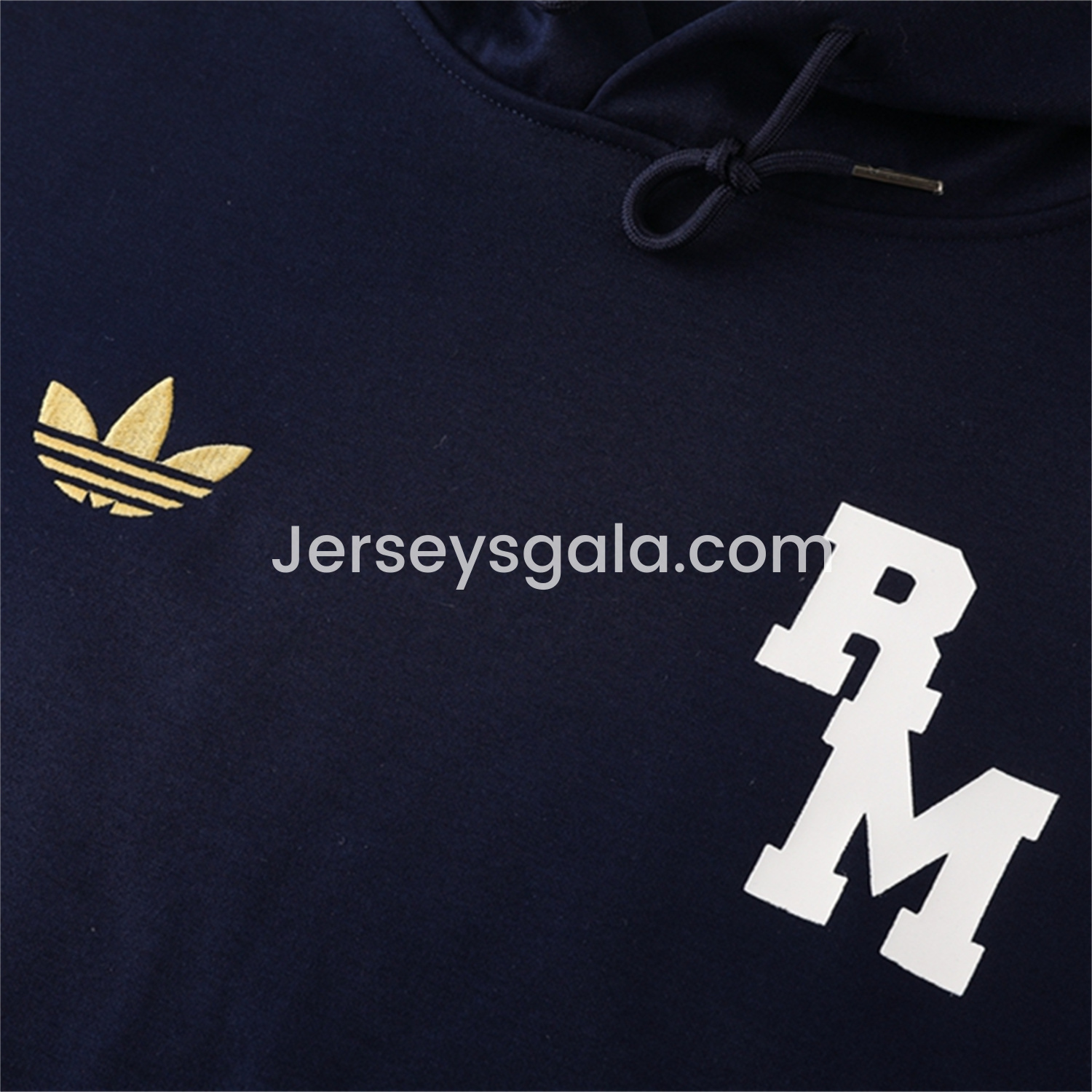 JerseysGala.com | Real Madrid 25-26 Originals Varsity Hoodie Set - Deep Blue Hoodie and Pants -Customize Name, Number and Patch | Worldwide Shipping
