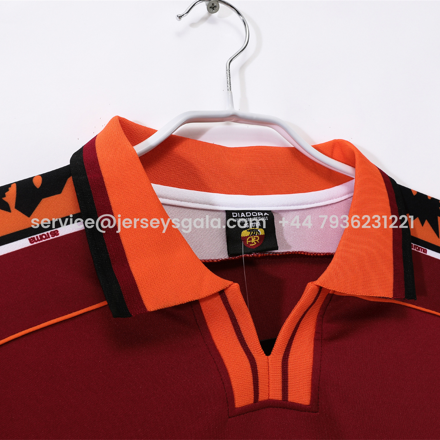JerseysGala.com | Retro Roma 1998-99 Home Long Sleeves Jersey -Customize Name, Number and Patch | Worldwide Shipping