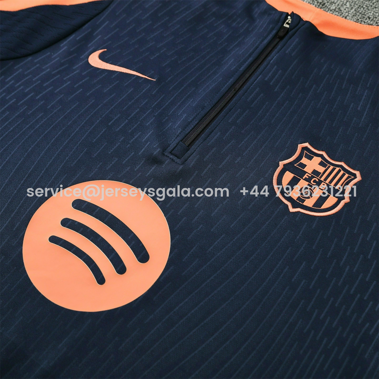JerseysGala.com | Barcelona 25-26 Long Sleeve Training Set - Deep Blue Top and Deep Blue Pants -Customize Name, Number and Patch | Worldwide Shipping