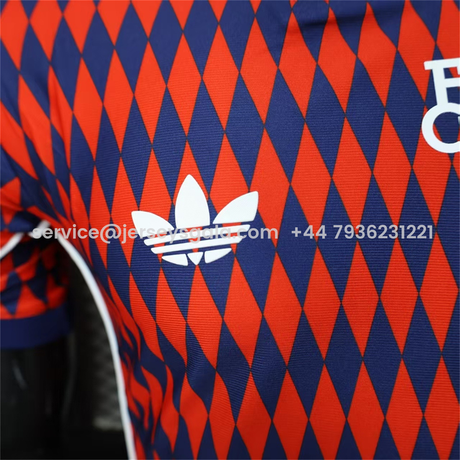 JerseysGala.com | Bayern Munich 25-26 Trefoil Retro Style Red And Deep Blue Jersey - Player Version -Customize Name, Number and Patch | Worldwide Shipping