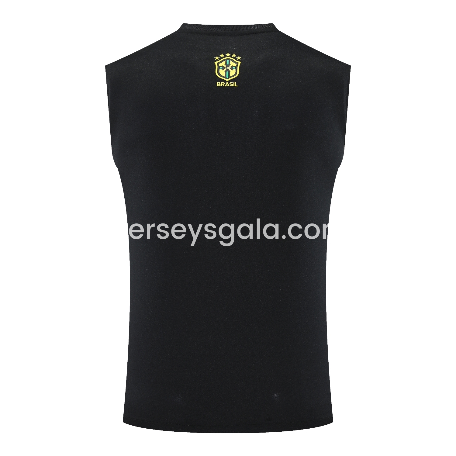 JerseysGala.com | Brazil 25-26 Yellow Jesus Statue Vest Training Set - Yellow Vest & Black Shorts -Customize Name, Number and Patch | Worldwide Shipping