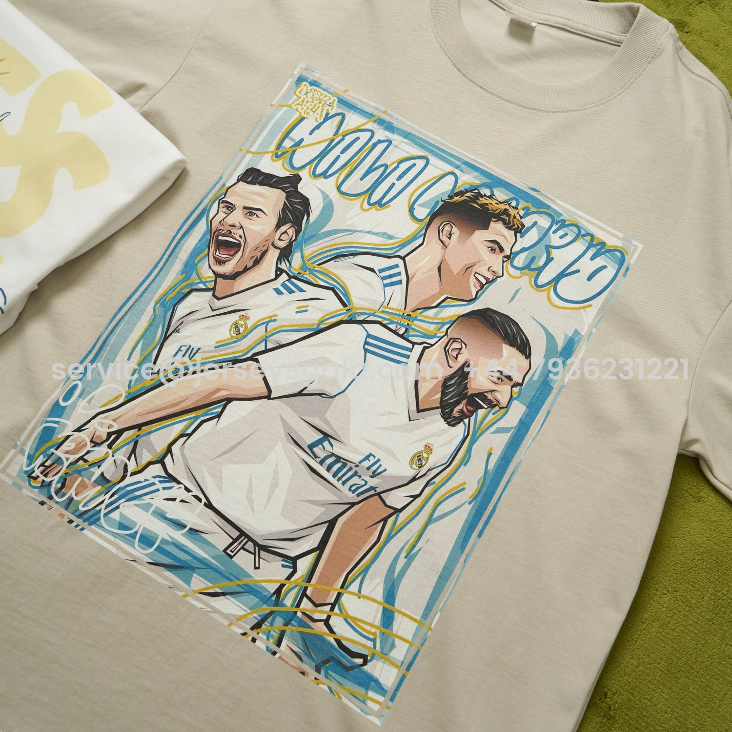 JerseysGala.com | Real Madrid BBC Benzema Bale Cristiano Ronaldo Unisex Pure Cotton T-shirt -Customize Name, Number and Patch | Worldwide Shipping