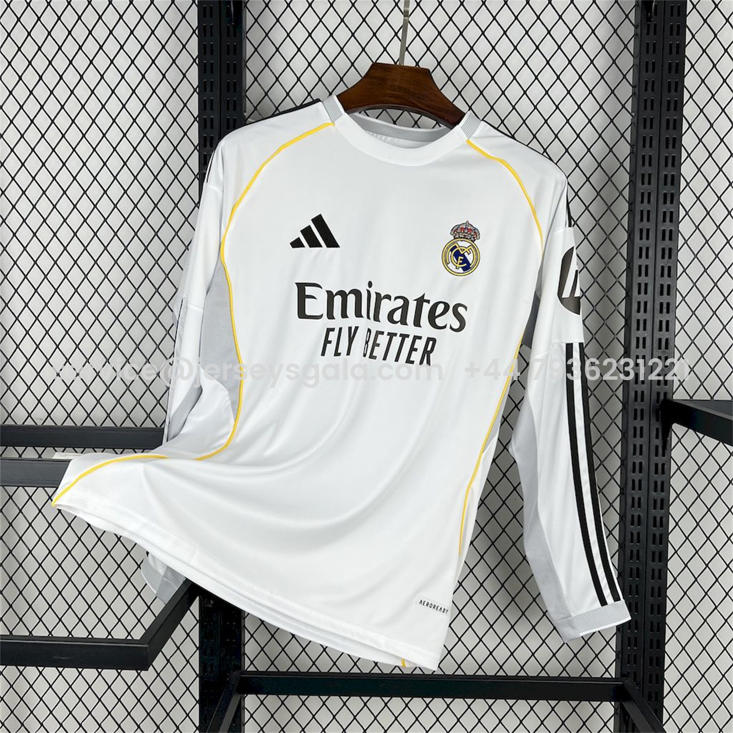 JerseysGala.com | Real Madrid 25-26 Home Long Sleeves Jersey - Fans Version -Customize Name, Number and Patch | Worldwide Shipping