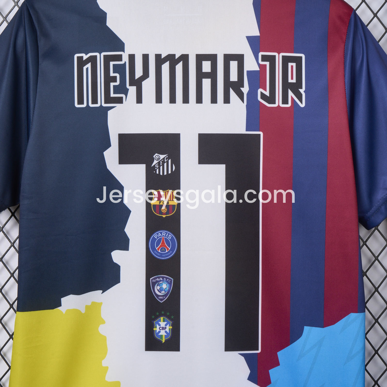 JerseysGala.com | Neymar Career Commemorative Jersey - Fans Version - Barcelona Brazil Paris Saint-Germain PSG Santos Al Hilal SFC -Customize Name, Number and Patch | Worldwide Shipping