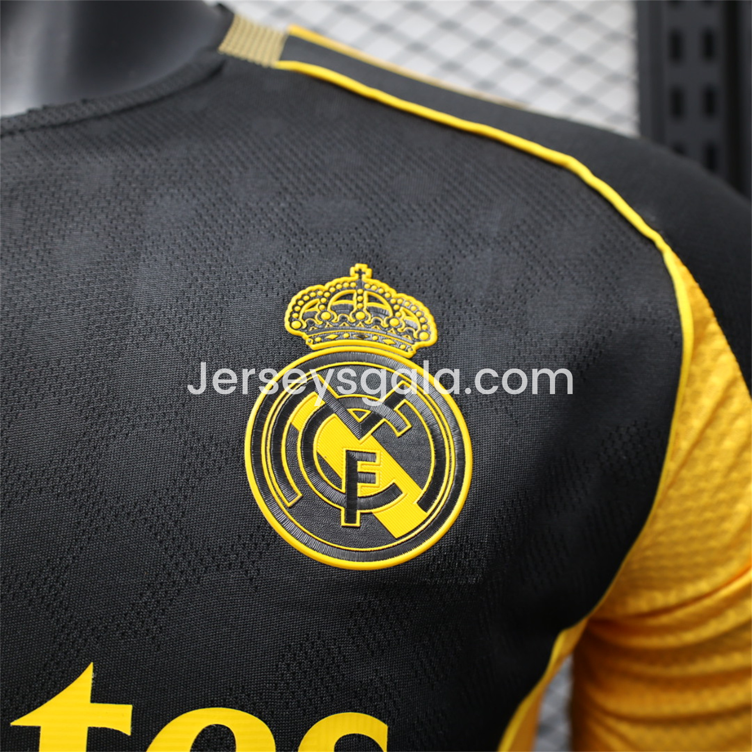 JerseysGala.com | Real Madrid 25-26 Black Gold Special Edition Jersey - Player Version -Customize Name, Number and Patch | Worldwide Shipping