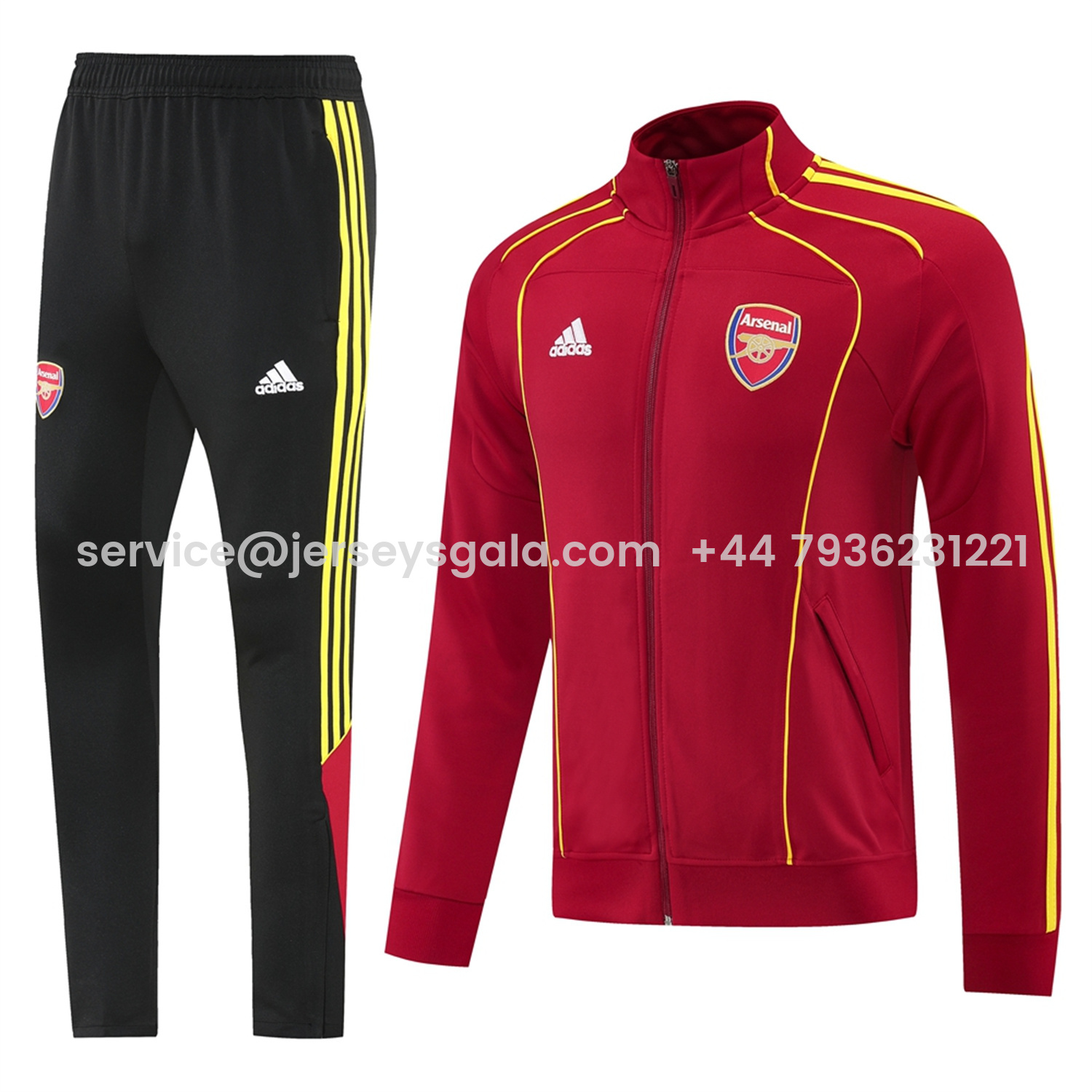 JerseysGala.com | Arsenal 25-26 Jacket Training Tracksuit - Red Jackets & Black Pants -Customize Name, Number and Patch | Worldwide Shipping