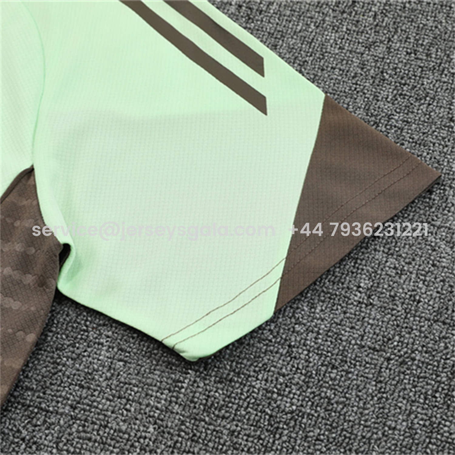 JerseysGala.com | Real Madrid 25-26 Kids Short-Sleeve Training Set - Light Green Top and Dark Khaki Shorts -Customize Name, Number and Patch | Worldwide Shipping