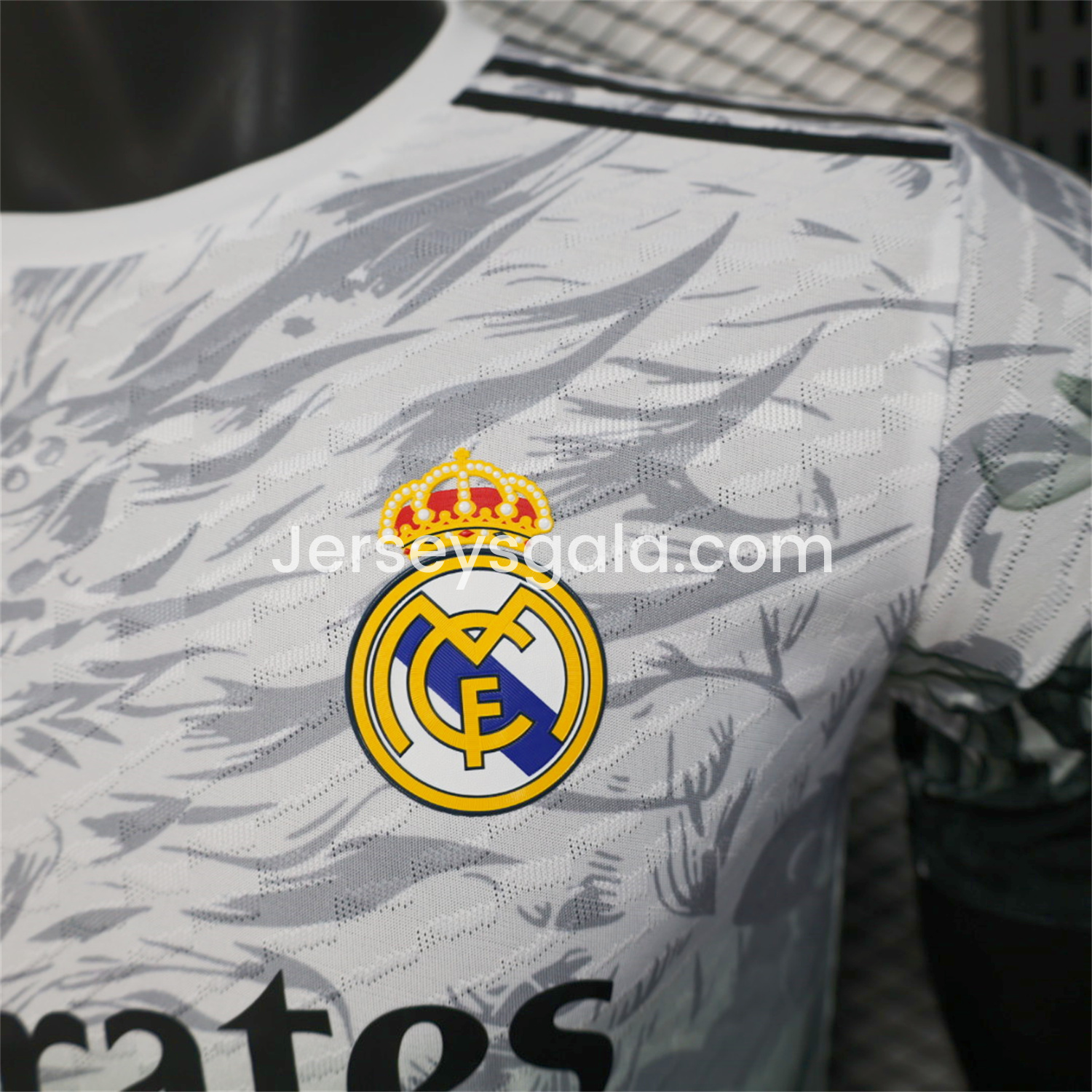JerseysGala.com | Real Madrid 25-26 Black Green Dragon Soars White Jersey - Player Version -Customize Name, Number and Patch | Worldwide Shipping