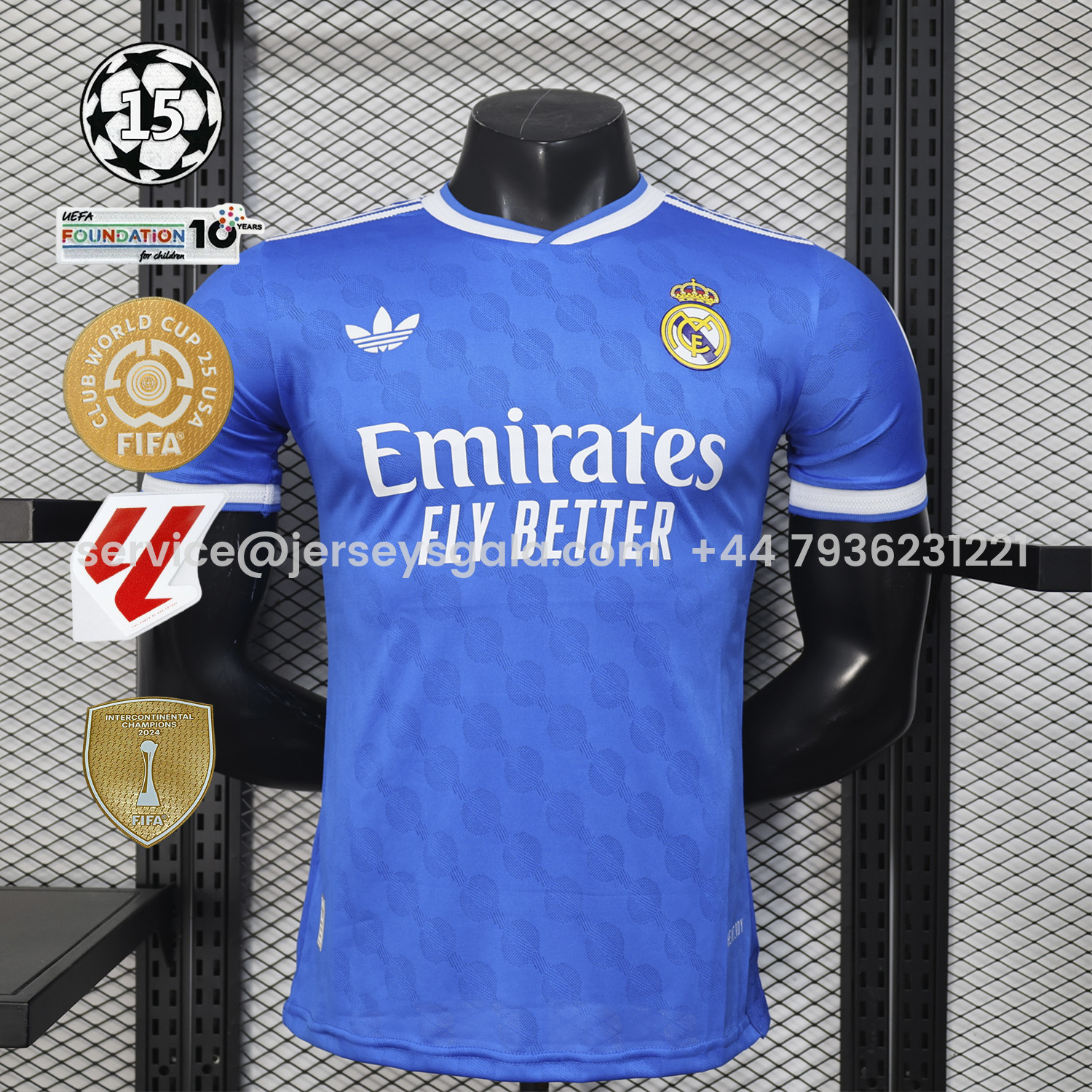 JerseysGala.com | Real Madrid 25-26 Third Blue Jersey - Player Version -Customize Name, Number and Patch | Worldwide Shipping